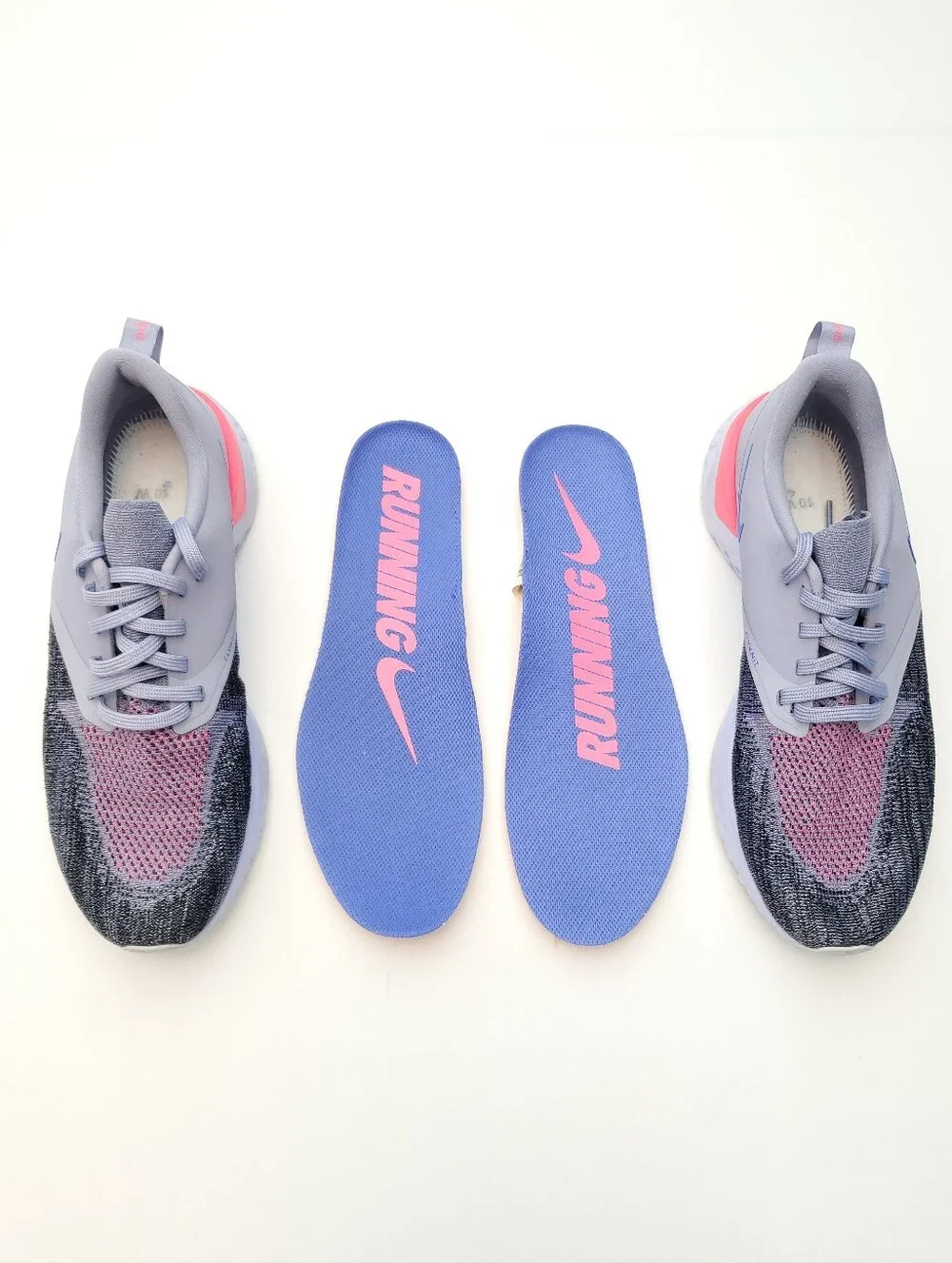 Nike Odyssey React Flyknit 2 Running Shoes Lavender Gray Pink Athletic Womens 10